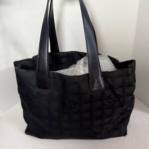 CHANEL‎ Travel Nylon Tote Bag MM Black  Women Authentic